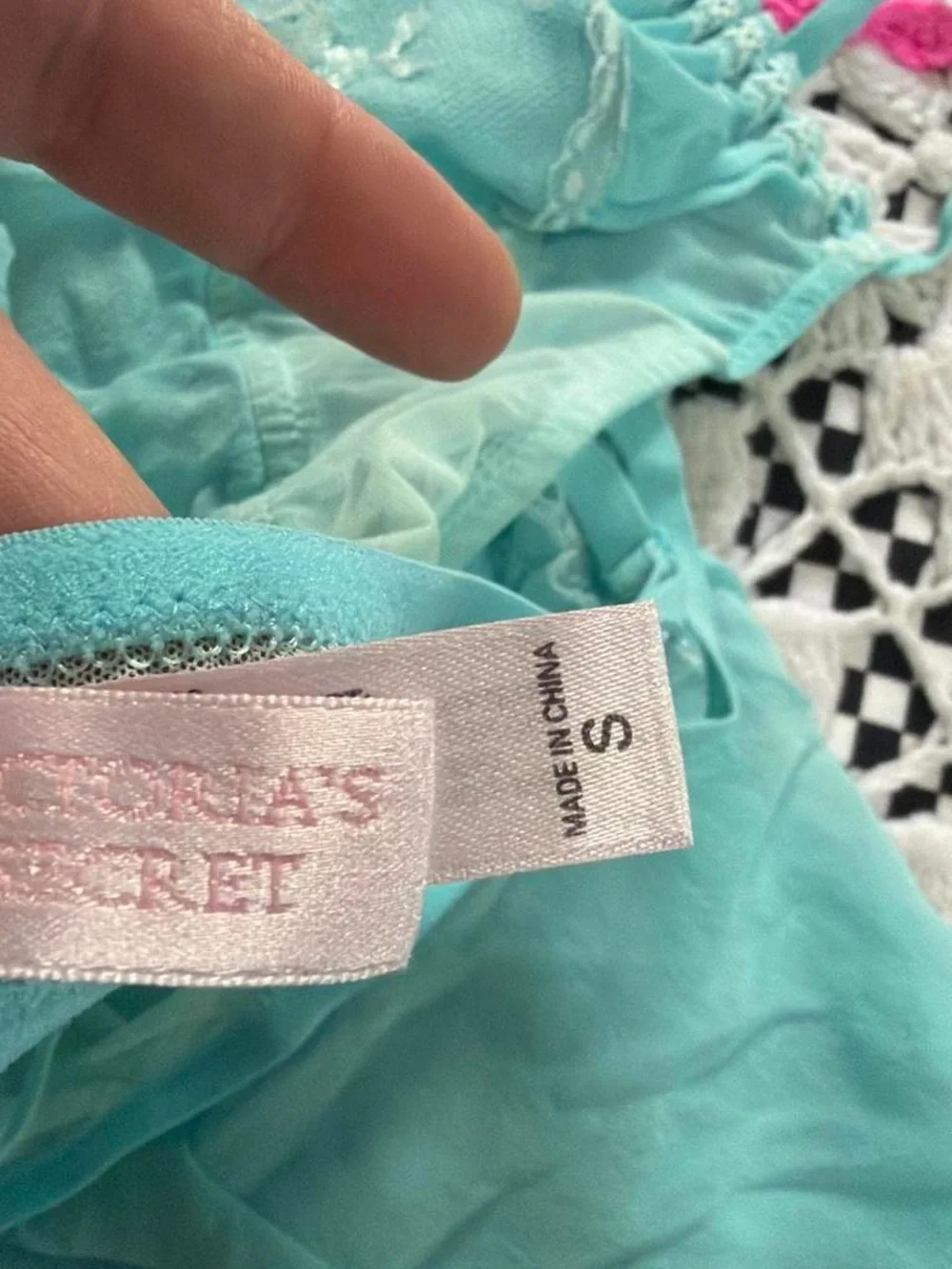 2002 Victorias Secret Aqua Silk babydoll slip dress
